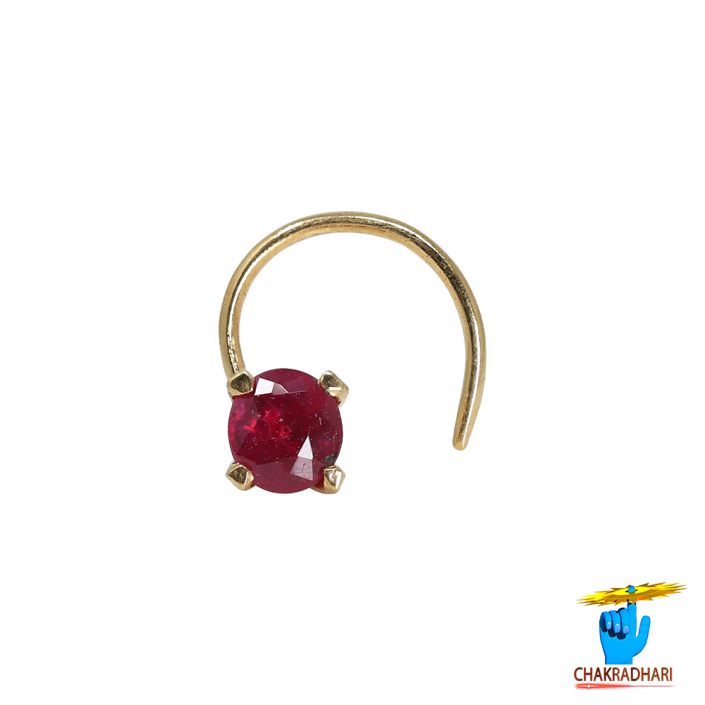 916 0368 grams Gold 036 Carat Natural Ruby Nose pin