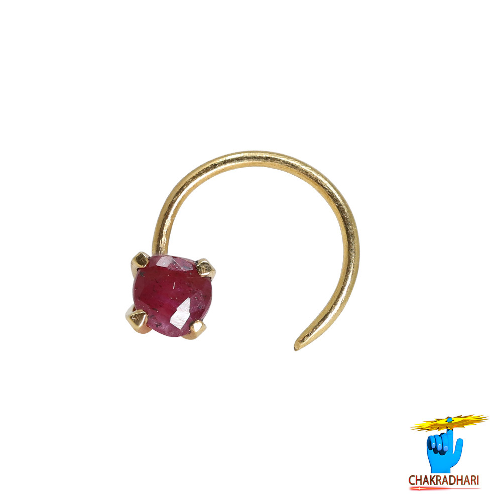 916 0428 grams Gold 020 Carat Natural Ruby Nose pin