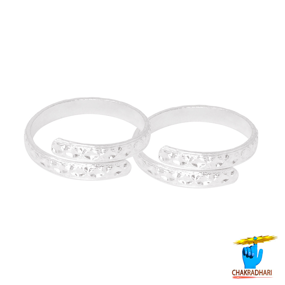 999  Silver Chokor Booti Leg Finger Toe Ring Pair -           39gm