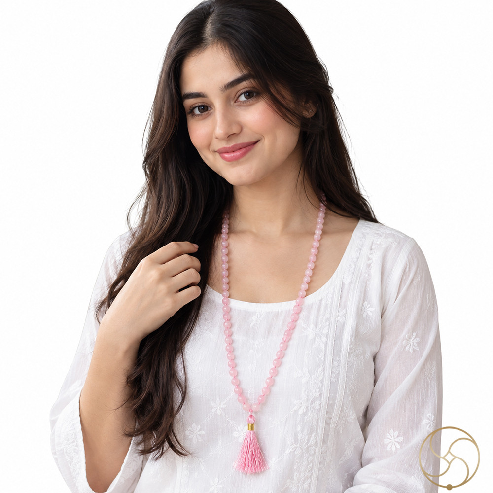 Rose Quartz Mala 108 Plus 1 Beads for Jaap or Wearing 8mm or 6mm