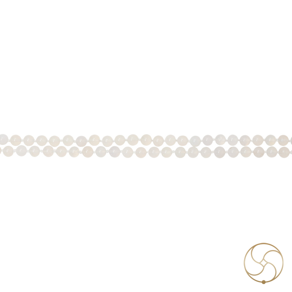 White Agate Mala With 108 Plus 1 Beads for Jaap 8mm
