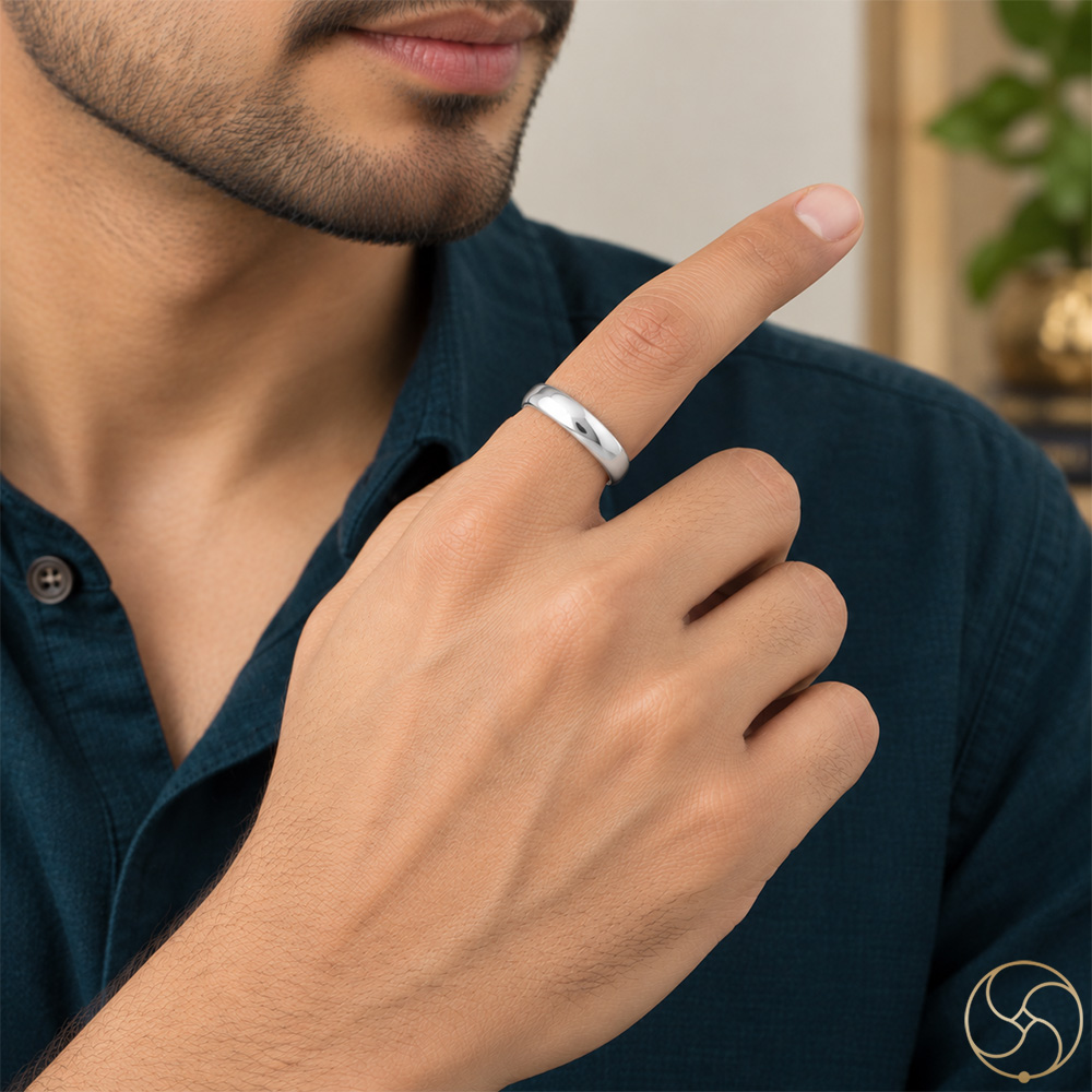 999 Silver Half Round Lathe Ring
