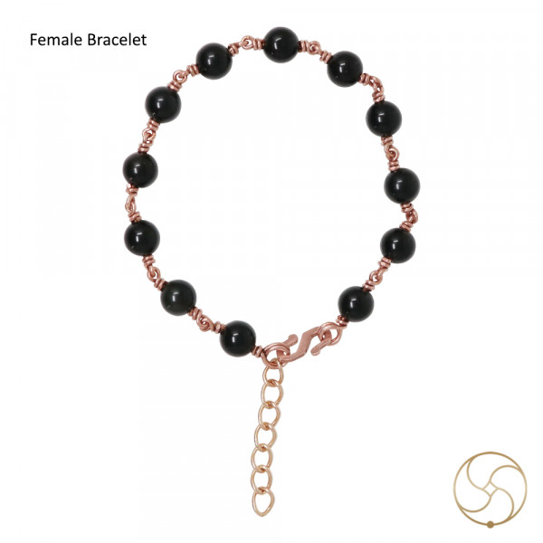 Image of Pure Copper Black Obsidian Bracelet For Male And Female -  शुद्ध तांबा शीशा कराल वलय स्त्री पुरुष हेतु