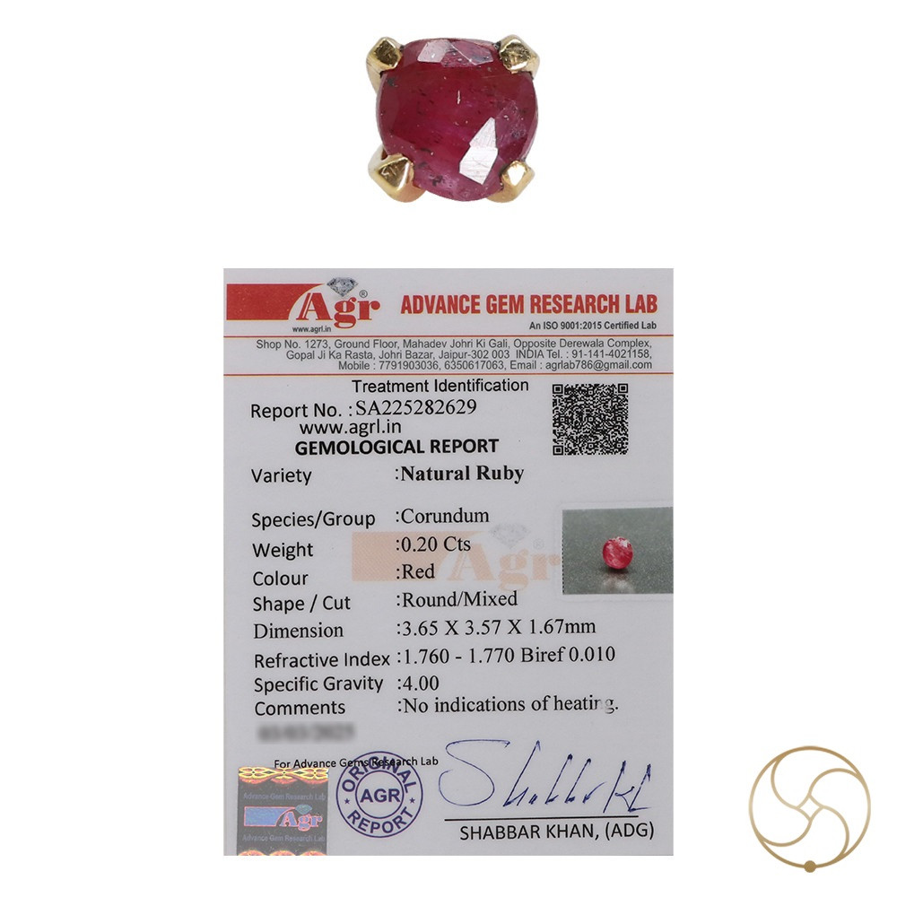 916 0428 grams Gold 020 Carat Natural Ruby Nose pin