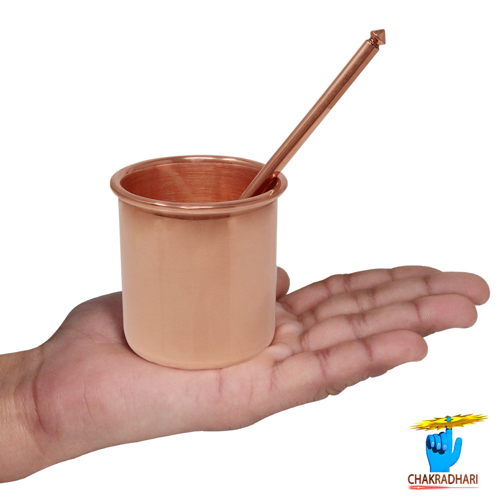 130ml 999 Nepaliya Copper Vedic Panchpatra and Aachmani Set 138gm-
