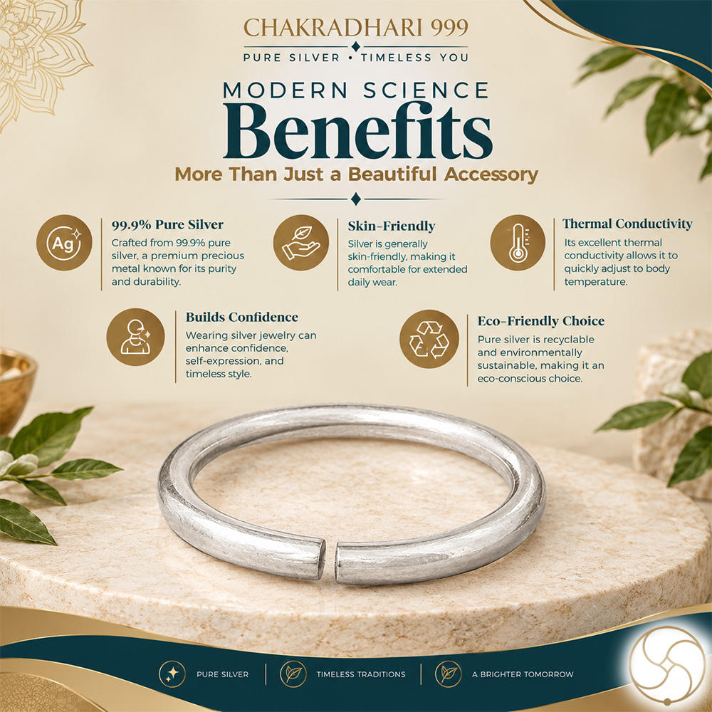 999 Silver Plain Bangle for Men  Women