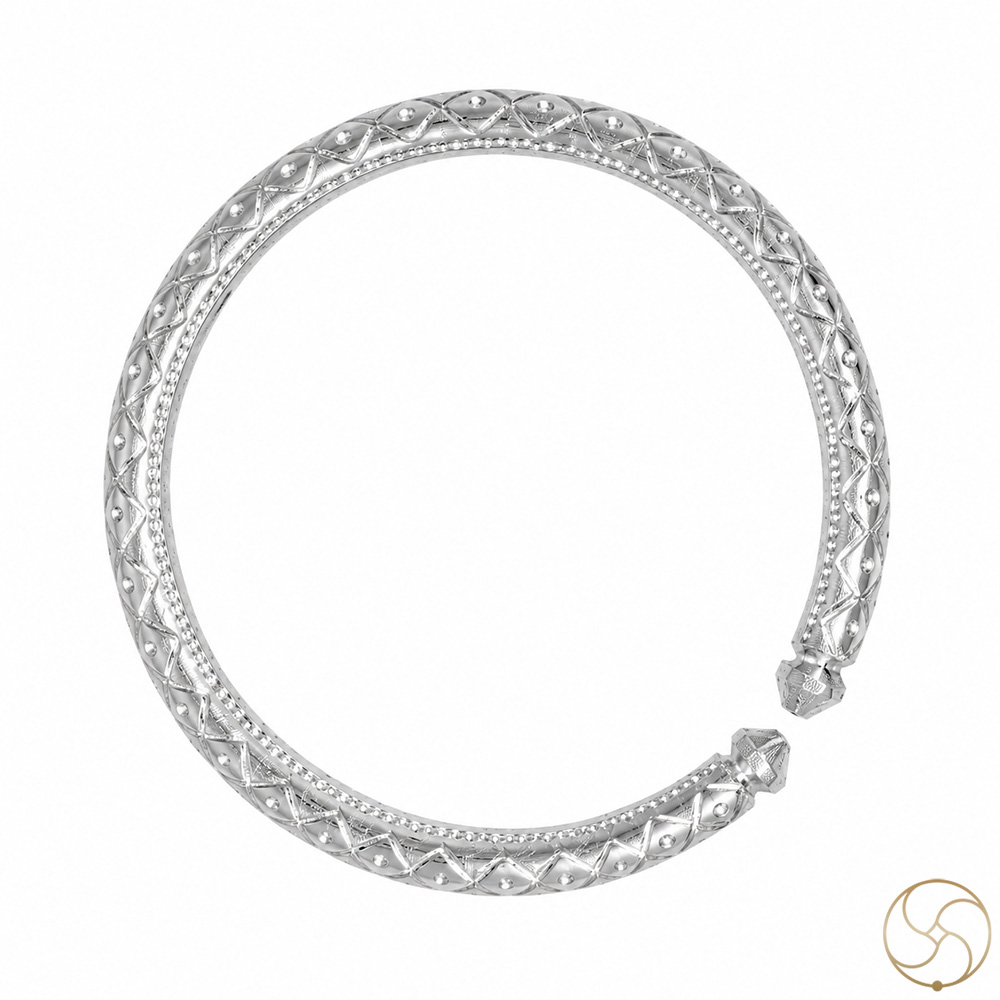 999 Silver Floral Design Leg Bangle