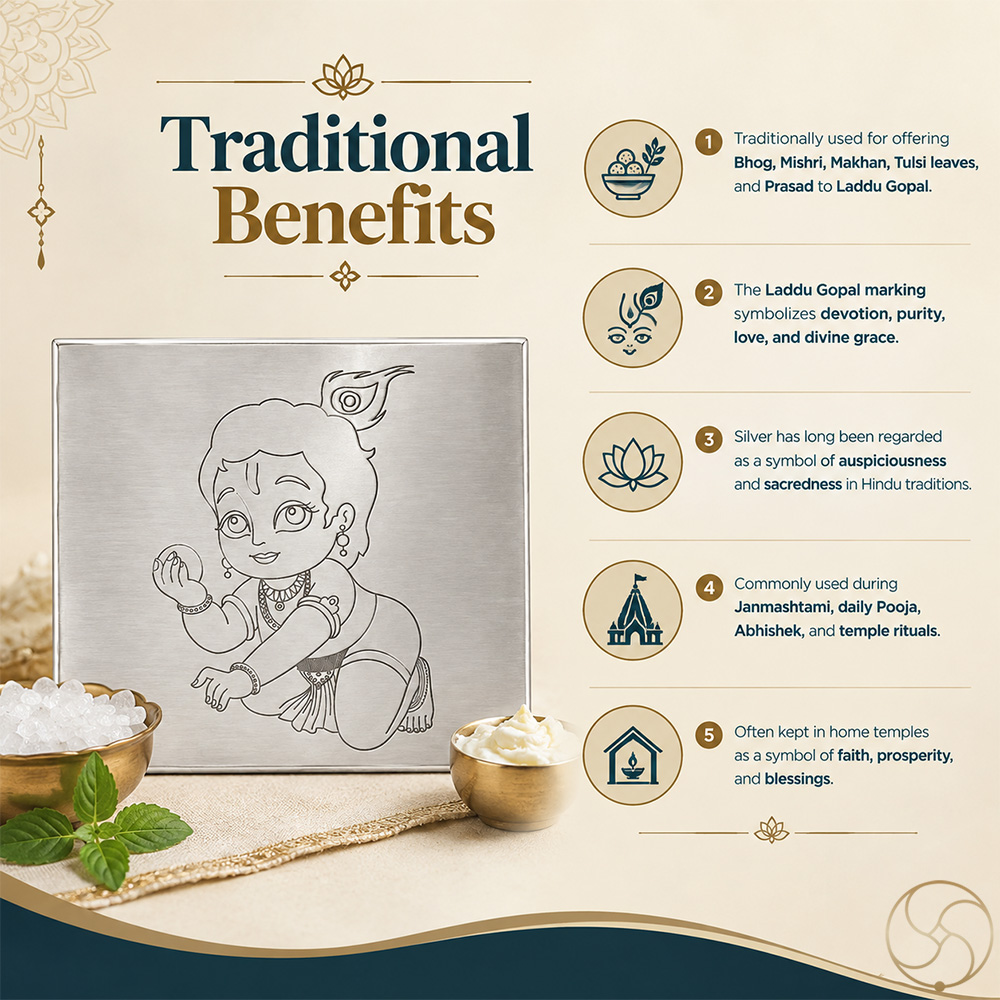 999 Silver Platter with Laddu Gopal Marked