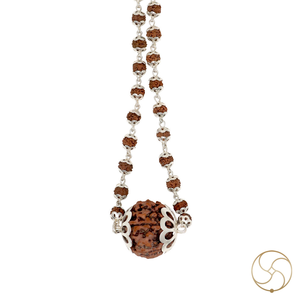 Rudraksha Mala In Silver Cap Wearing 70 1     701 