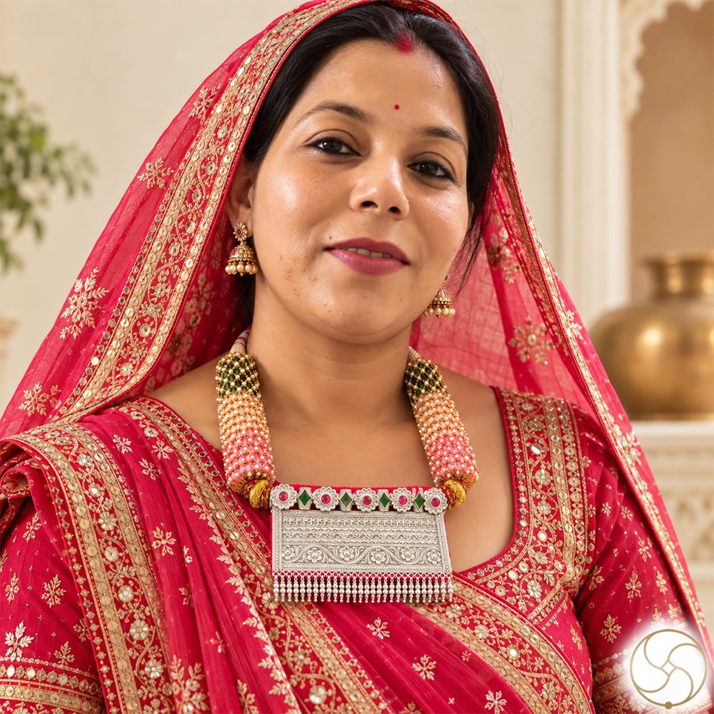 996  Silver Tewata Necklace  Traditional Rajasthani Design