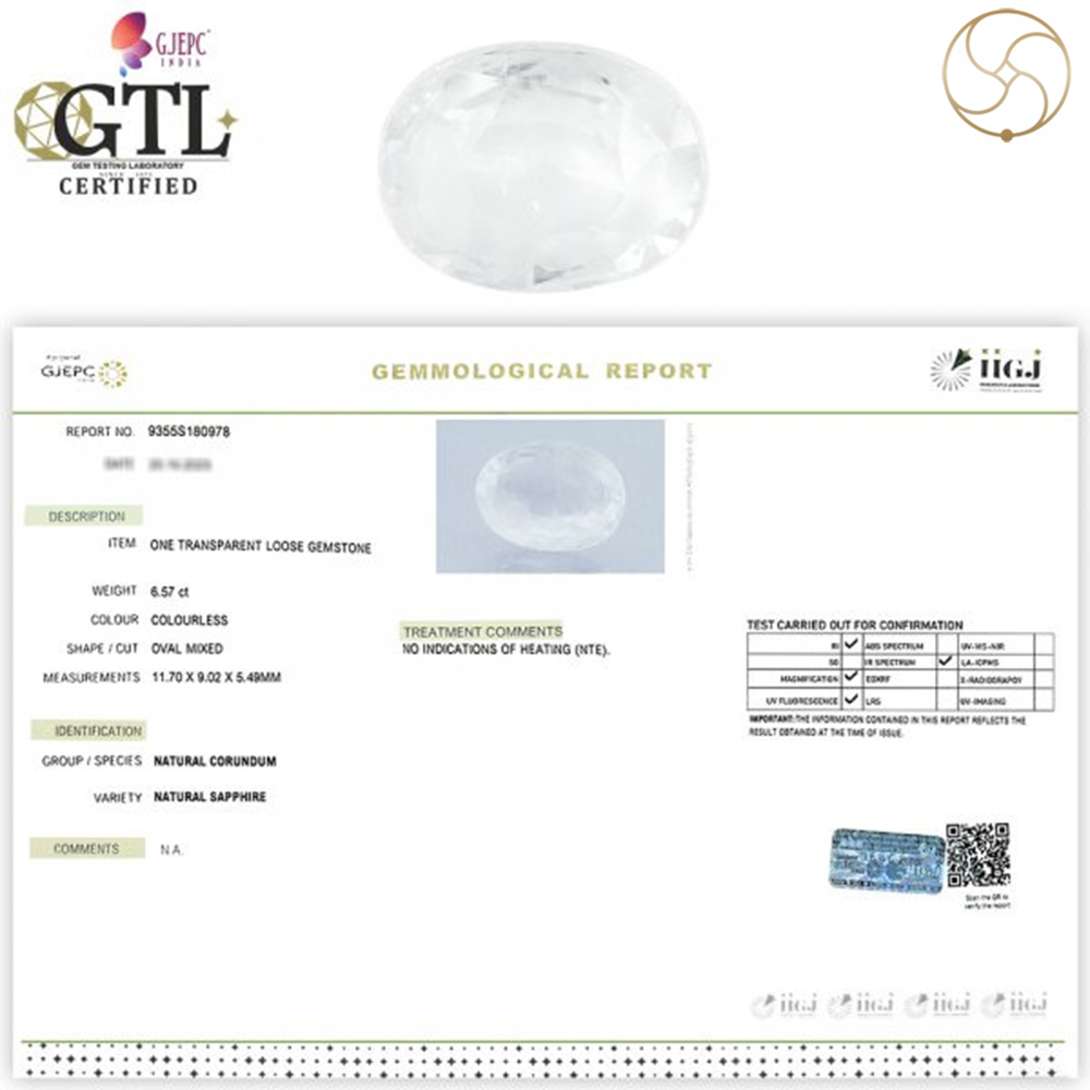 0657 Carats Natural White Sapphire Gemstone With Ring or Pendant -   