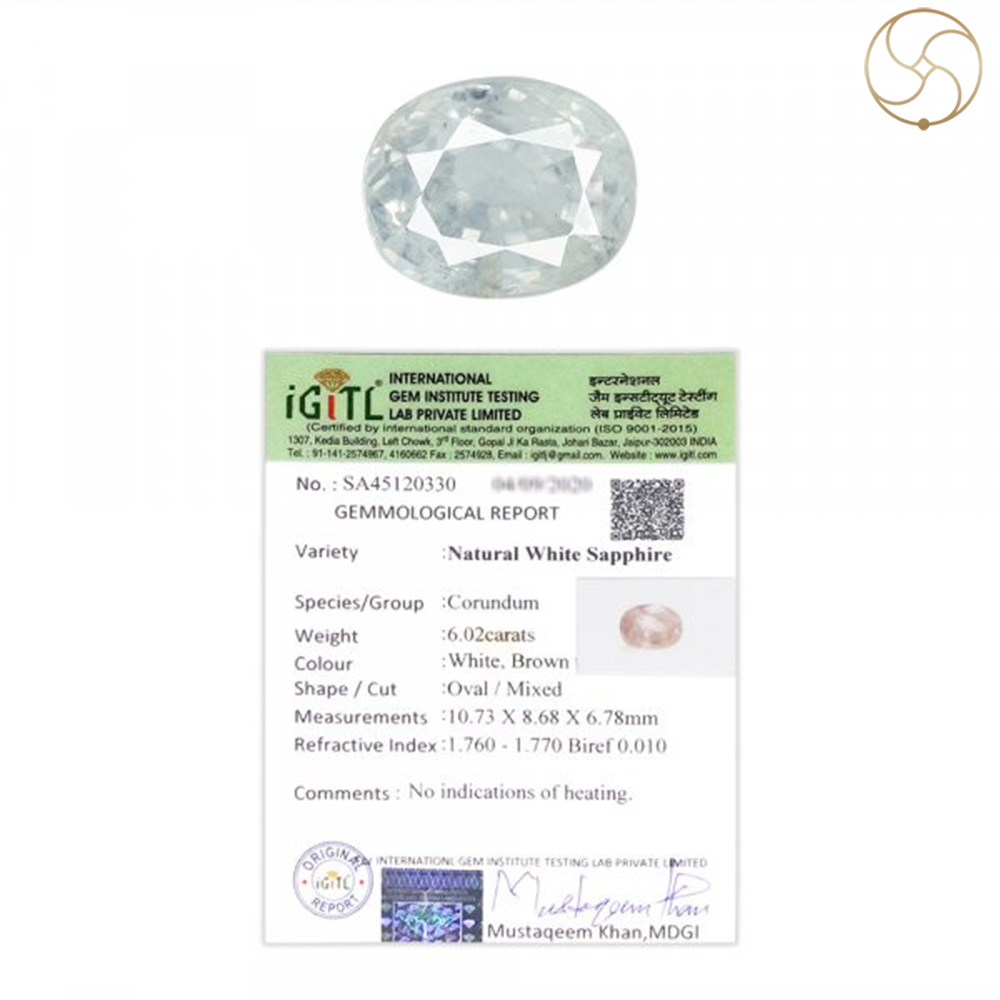 0602 Carats Natural White Sapphire Gemstone With Ring or Pendant -   