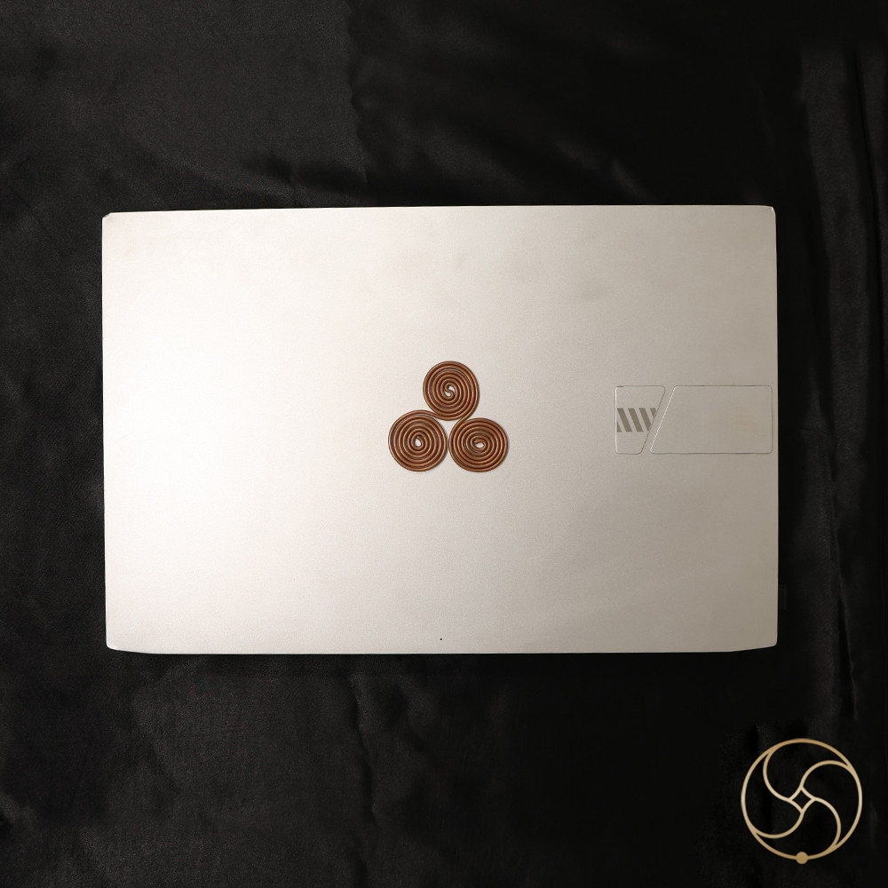 Laptop EMF Protector 999 Pure Nepaliya Copper Big Triskelion Energy Coil