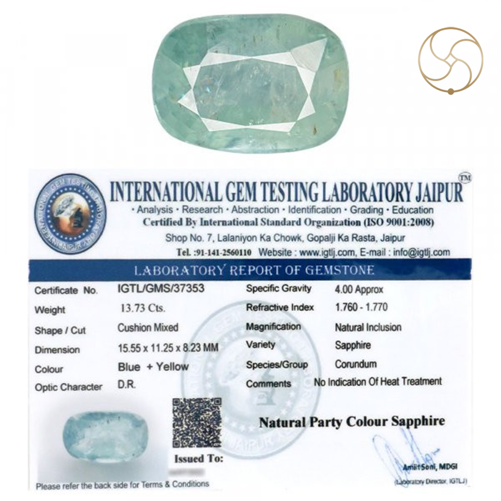 1373 Carats Pitambari Blue Sapphire With Ring Or Pendant -   