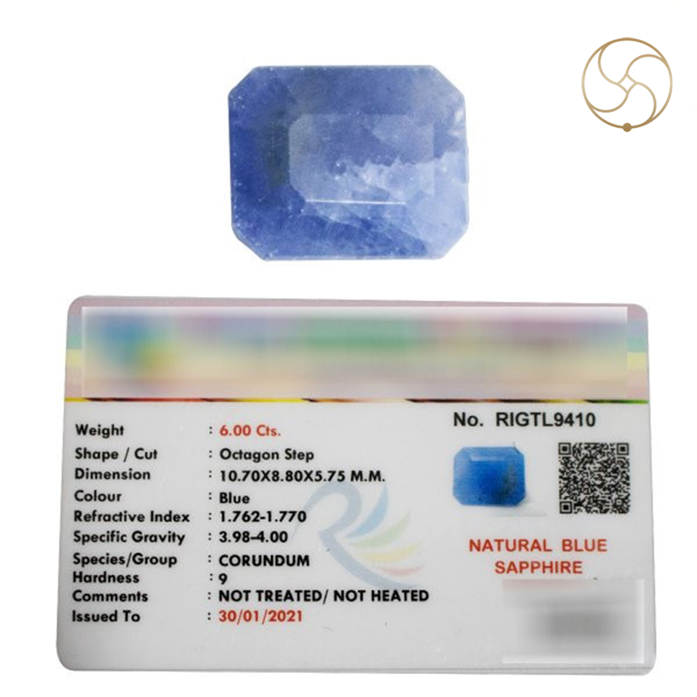 06 Carats Blue Sapphire With Ring Or Pendant -  