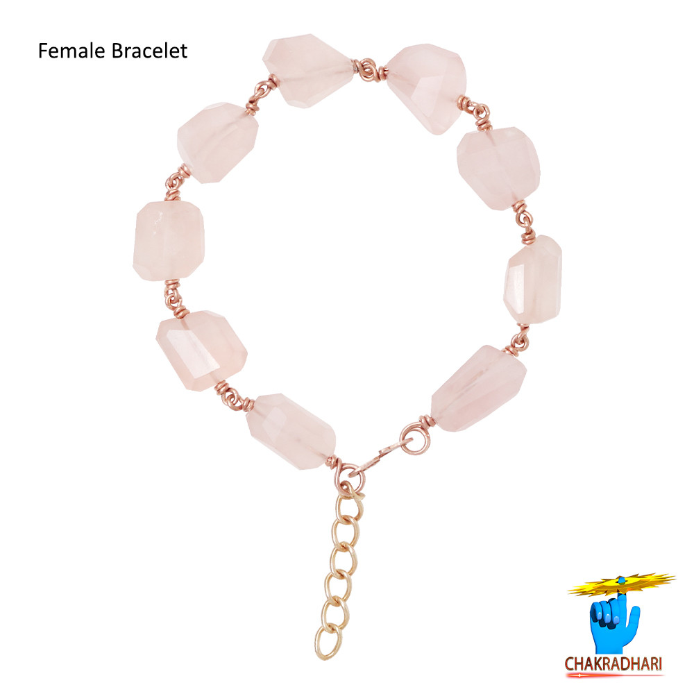 999 Pure Copper Rose Quartz Bracelet For Male And Female - 999