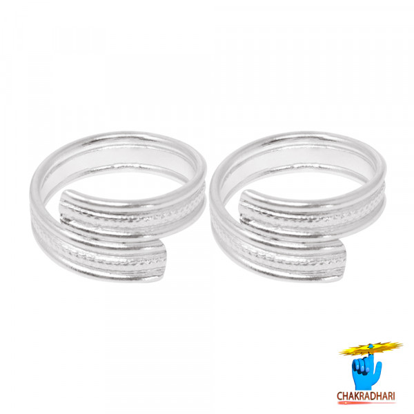 Image of 99.9%  Silver Bel Mala Leg Finger Toe Ring Pair -  पैर की अंगुली हेतु चाँदी बेल माला बिछिये जोड़ी (8.1gm)