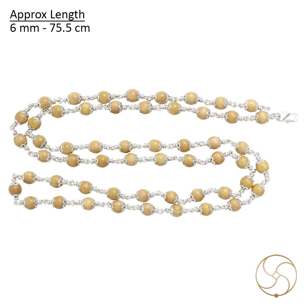 999 Pure Silver Chandan Wearing Mala 6mm 541 Beads -  999        541 