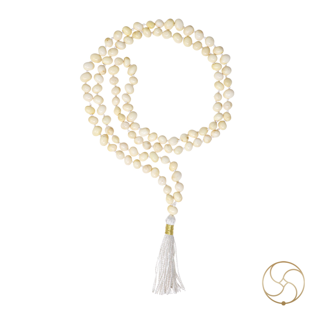 White Chirmi Jaap Mala 108 Plus 1 Beads -