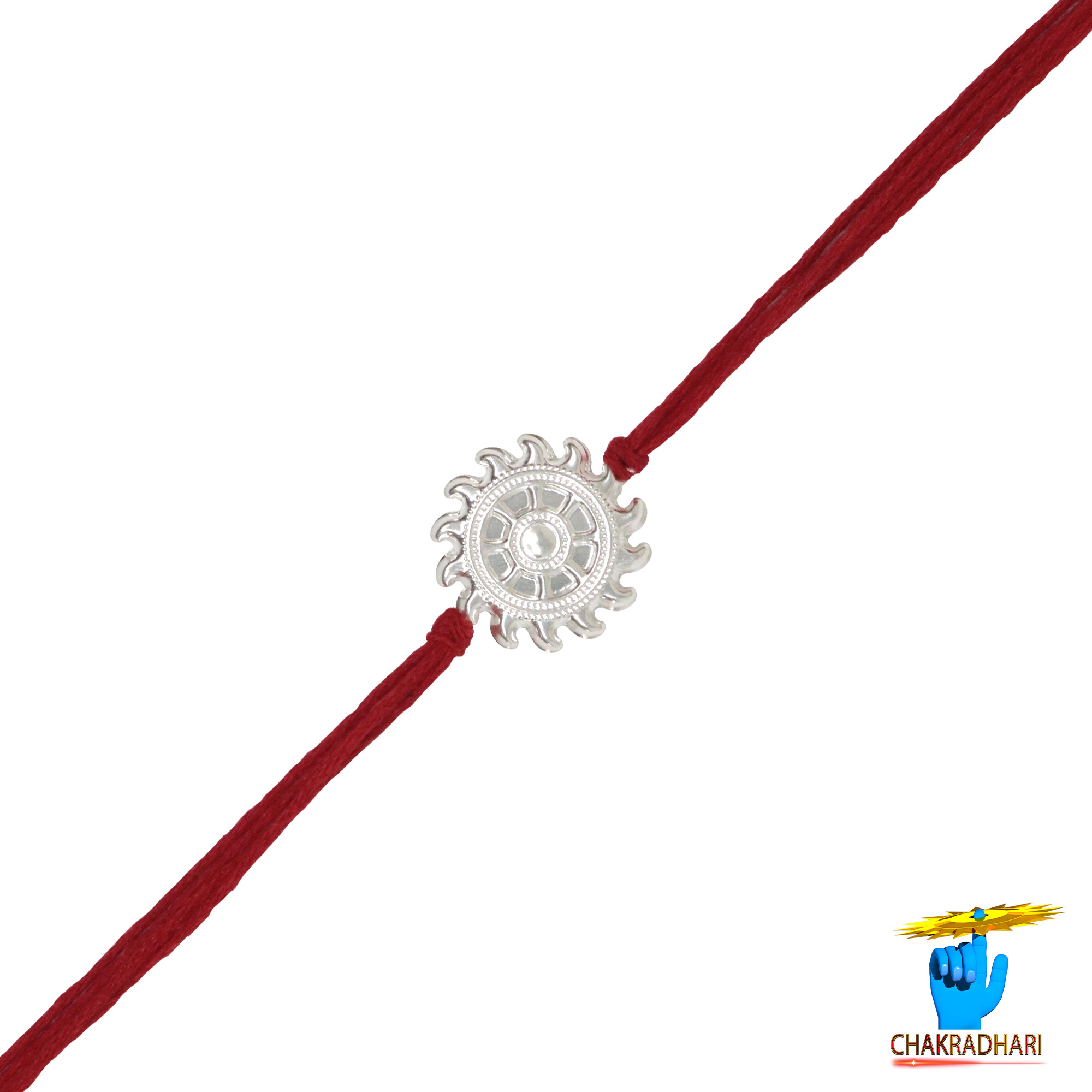 999 Silver Sudarshan Chakra Rakhi Traditional Rakhi Bracelet