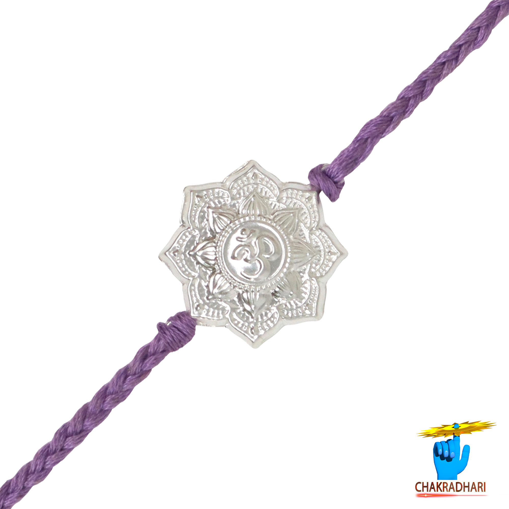 999 Silver Om Rakhi With Temple Dome