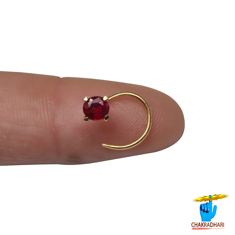 916 0368 grams Gold 036 Carat Natural Ruby Nose pin