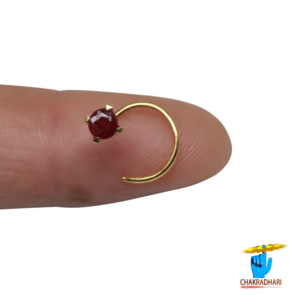 916 0412 grams Gold 029 Carat Natural Ruby Nose pin