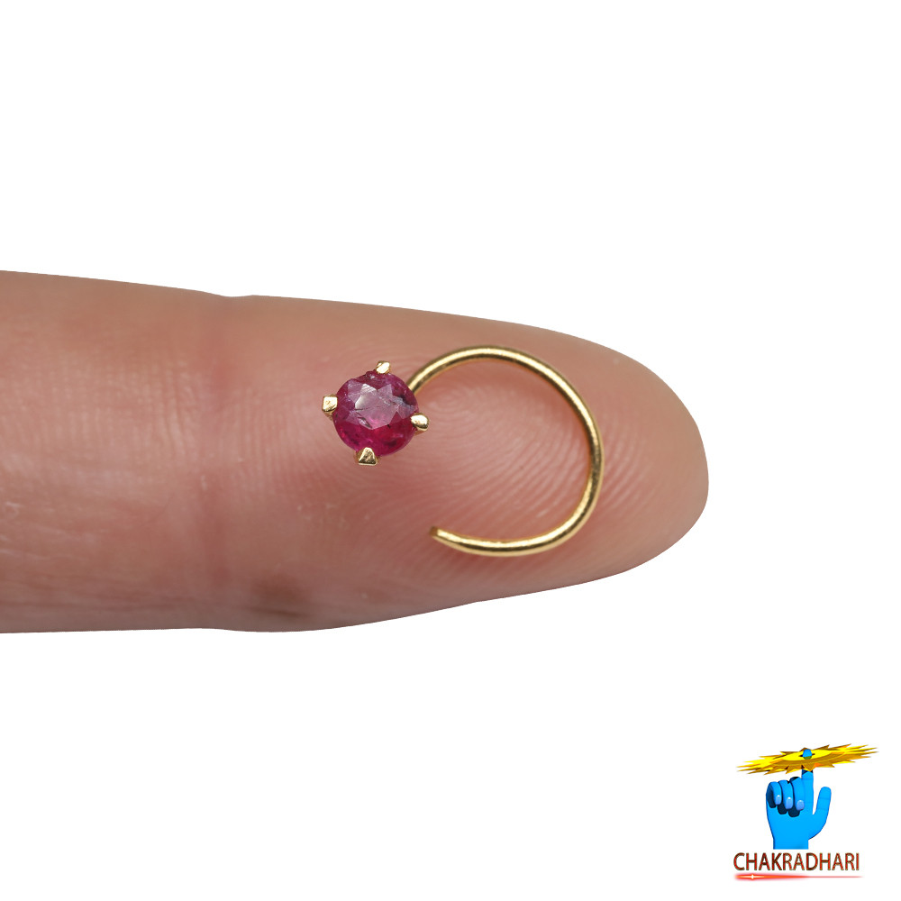 916 0310 grams Gold 035 Carat Natural Ruby Nose pin