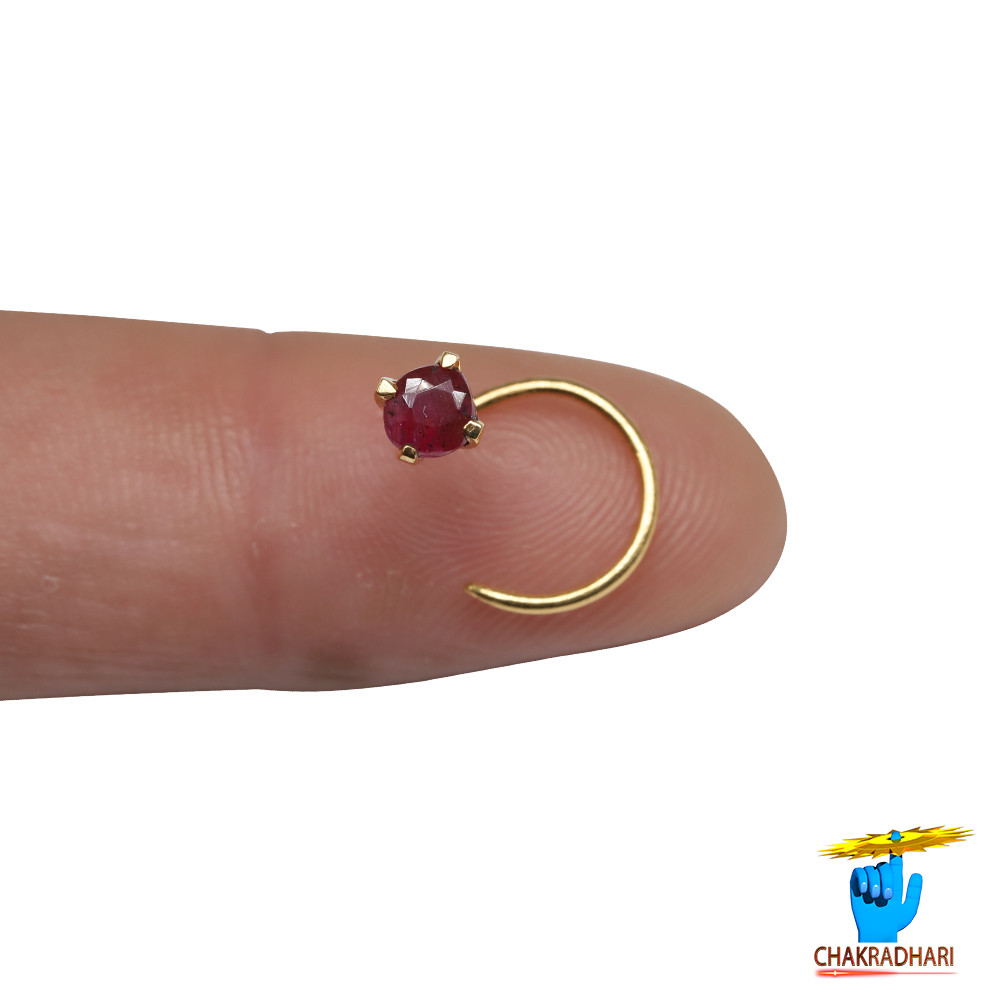 916 0428 grams Gold 020 Carat Natural Ruby Nose pin