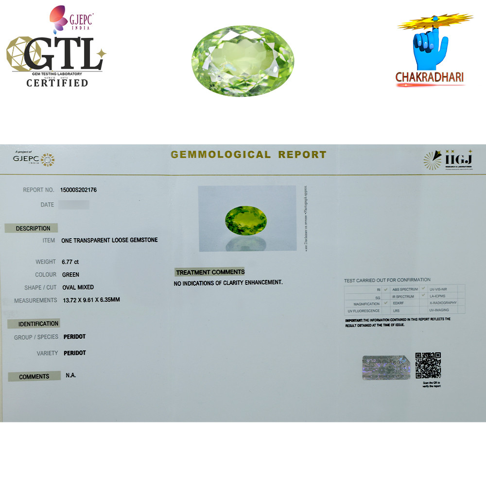 677 Carats Peridot Gemstone With Ring Or Pendant -  