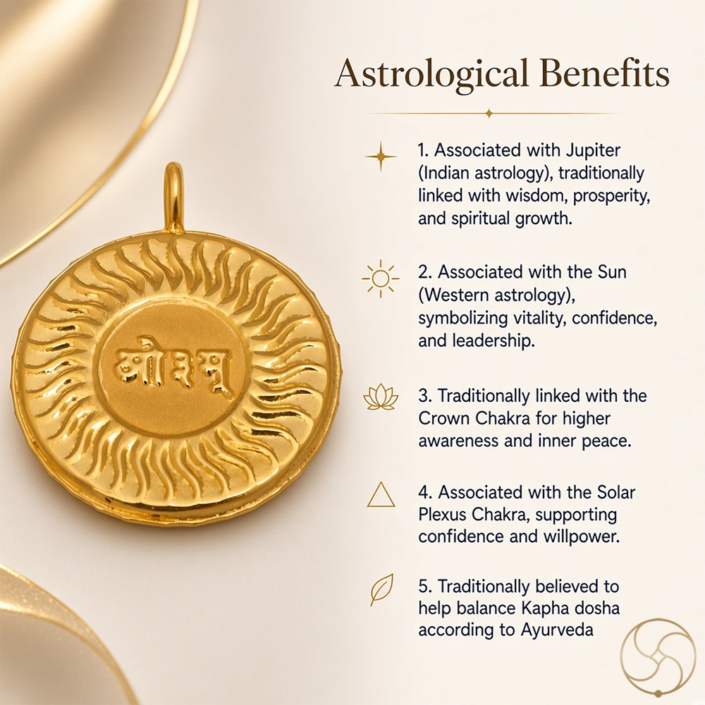 999 Gold Vaidik Aum Sun Pendant