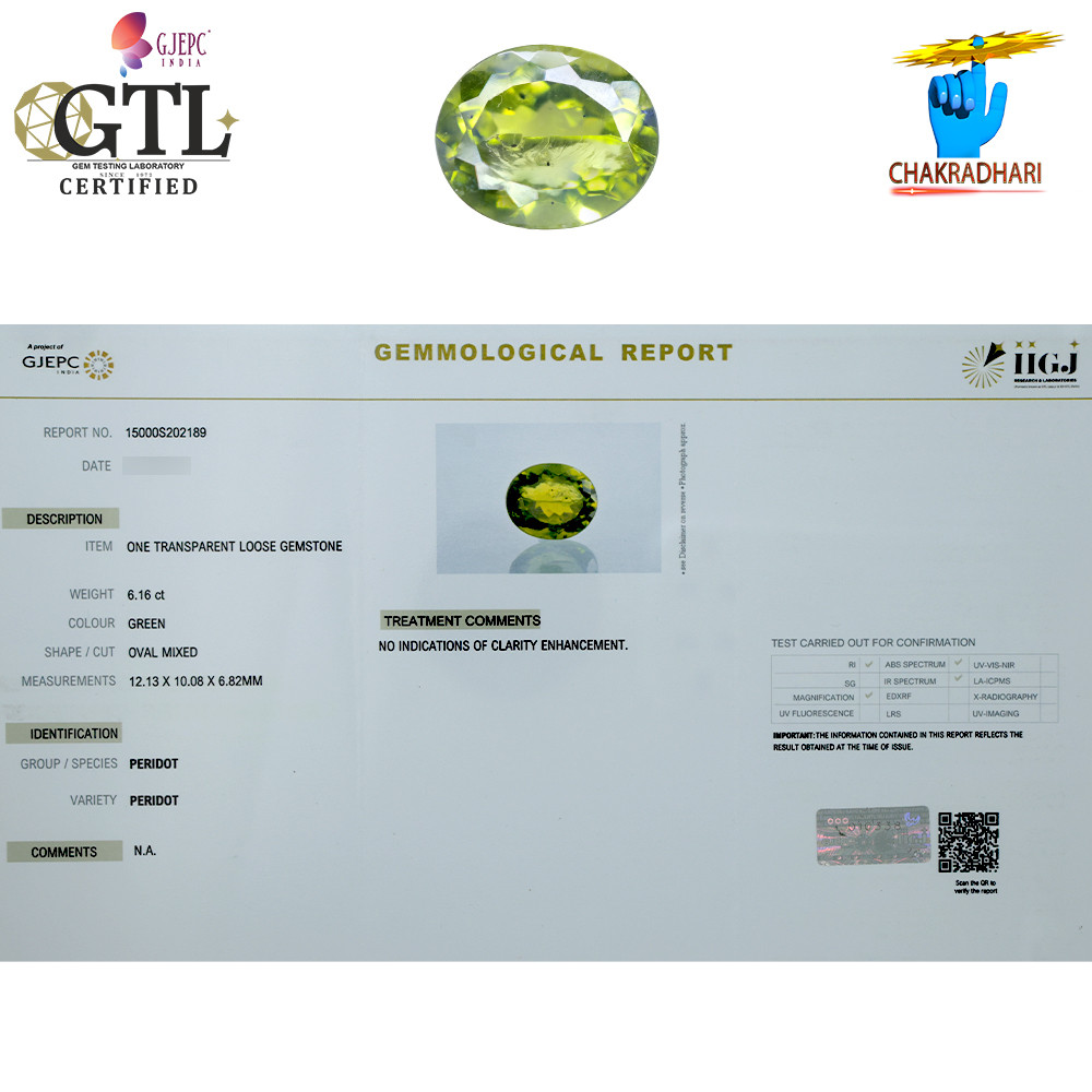 616 Carats Peridot Gemstone With Ring Or Pendant -  