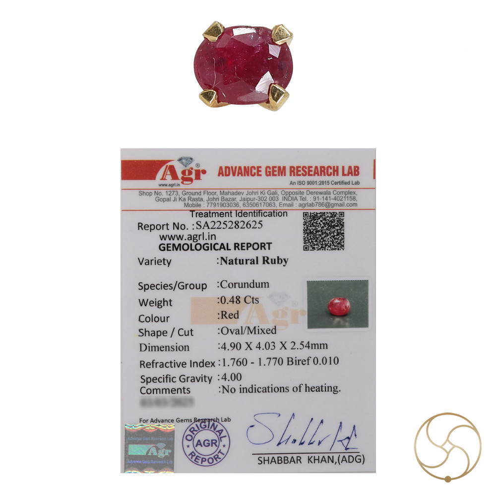 916  0352 grams Gold 048 Carat Natural Ruby Nose pin