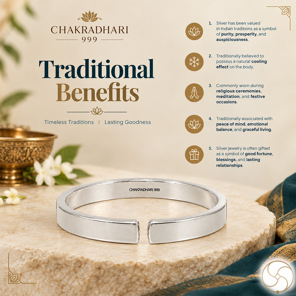 999 Silver Flat Bangle for Men  Women