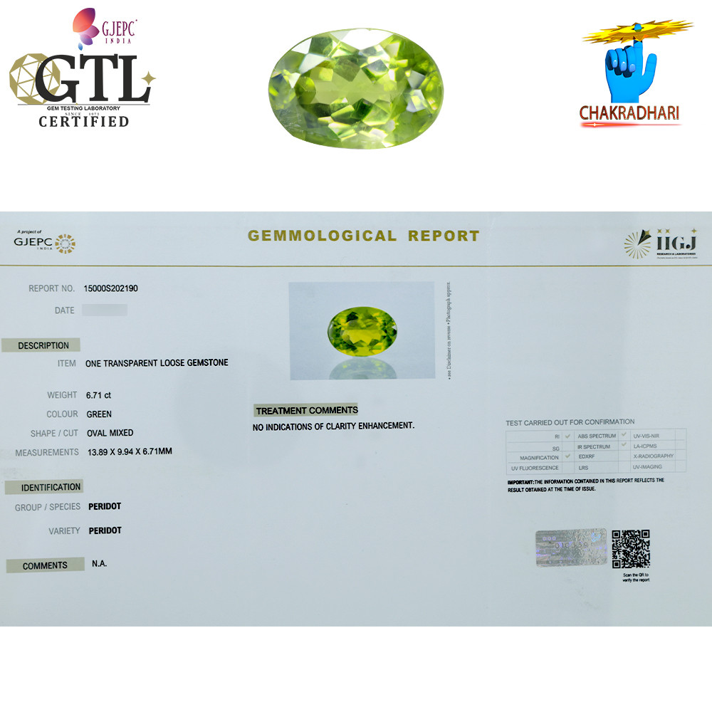 671 Carats Peridot Gemstone With Ring Or Pendant -  