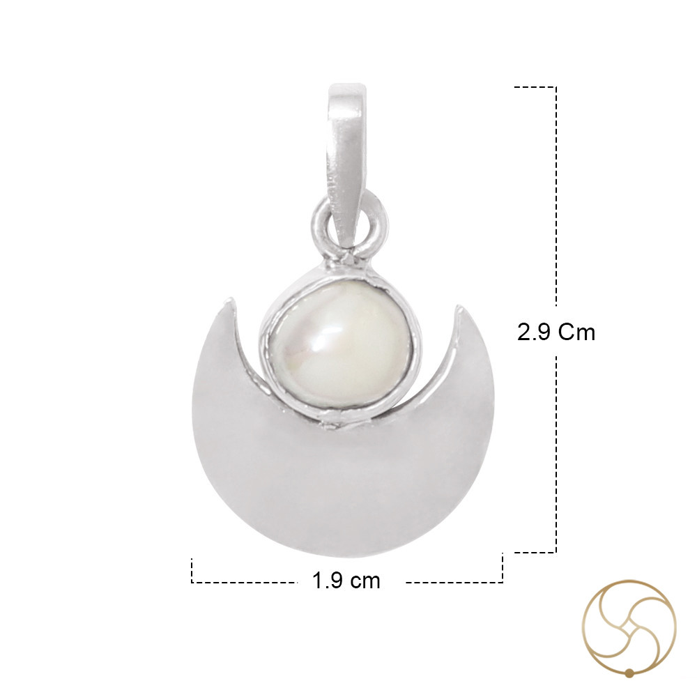 996 Silver Half Moon with Pearl Pendant -    