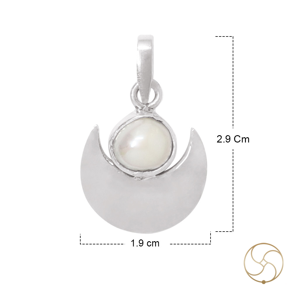 996  Silver Full Moon Pearl Pendant -     
