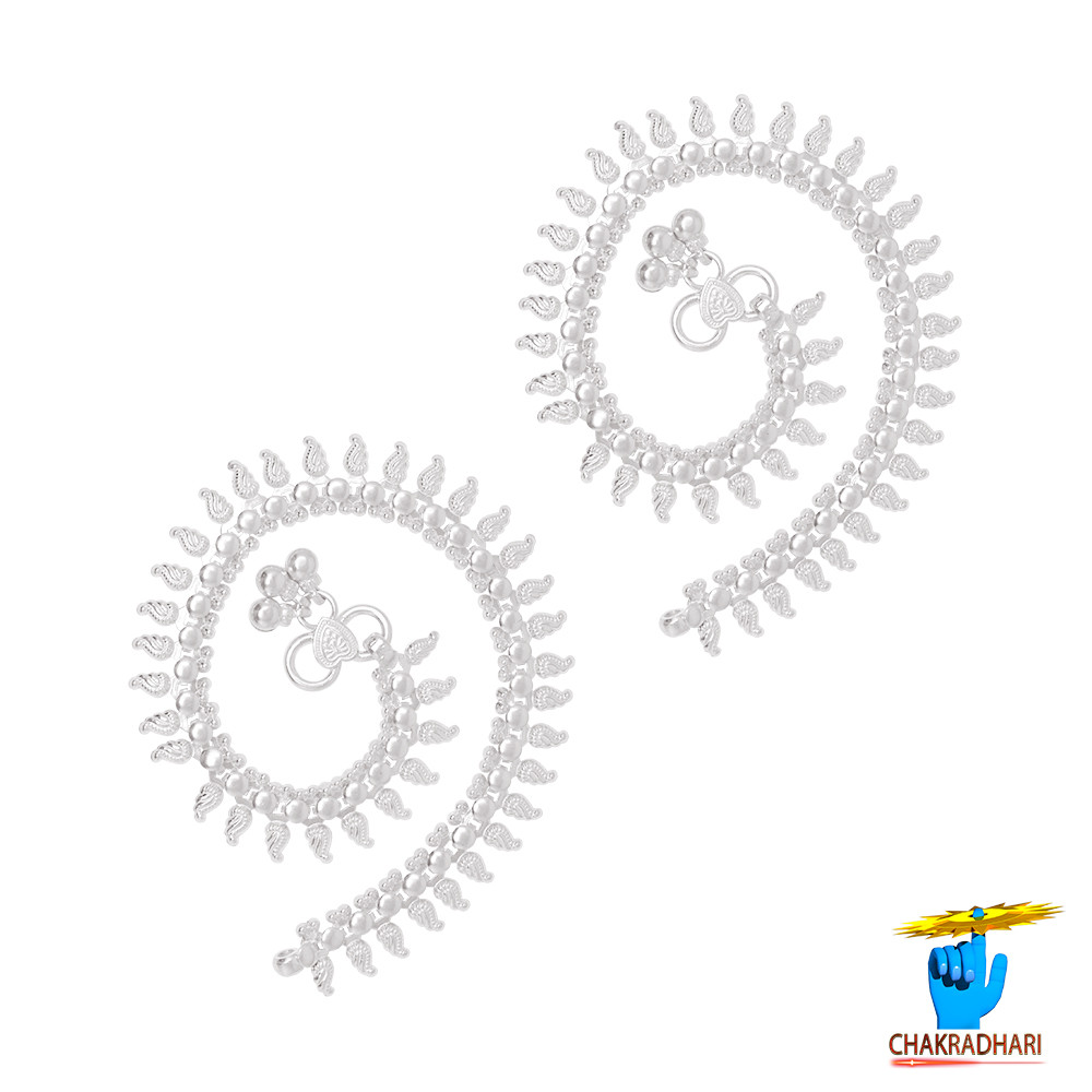 996 Silver Tribhushan Paan Patta Payal -      