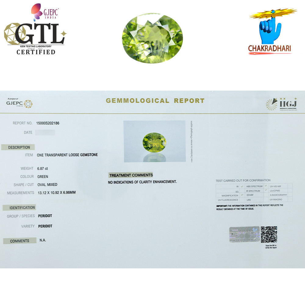 687 Carats Peridot Gemstone With Ring Or Pendant -  