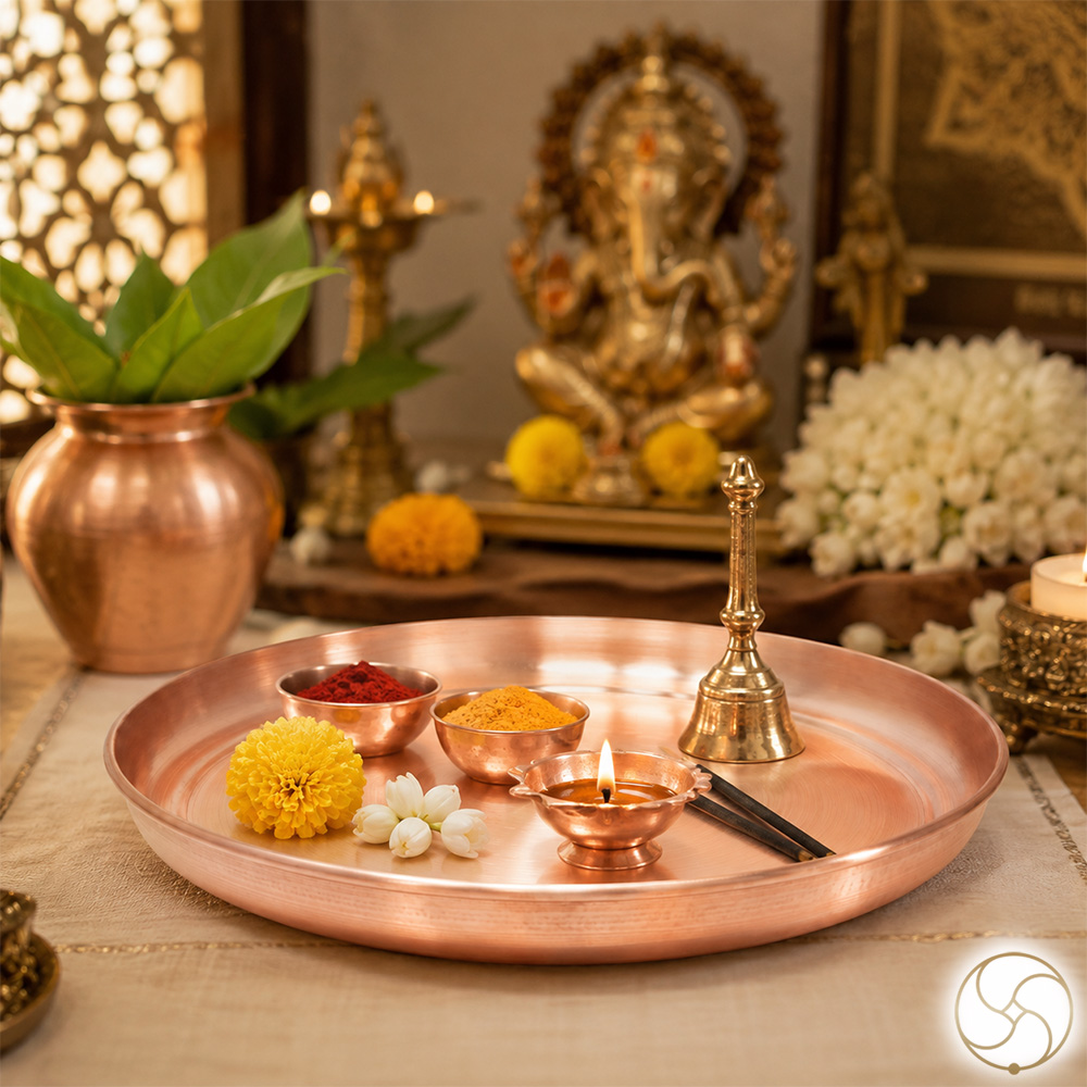 999 Nepaliya Copper Pooja Thali