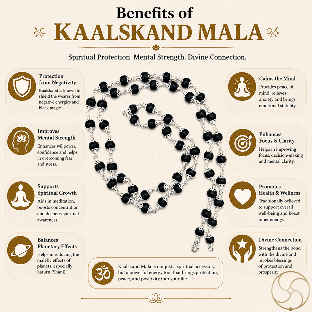 999 Pure Silver Kaalskand Wearing mala