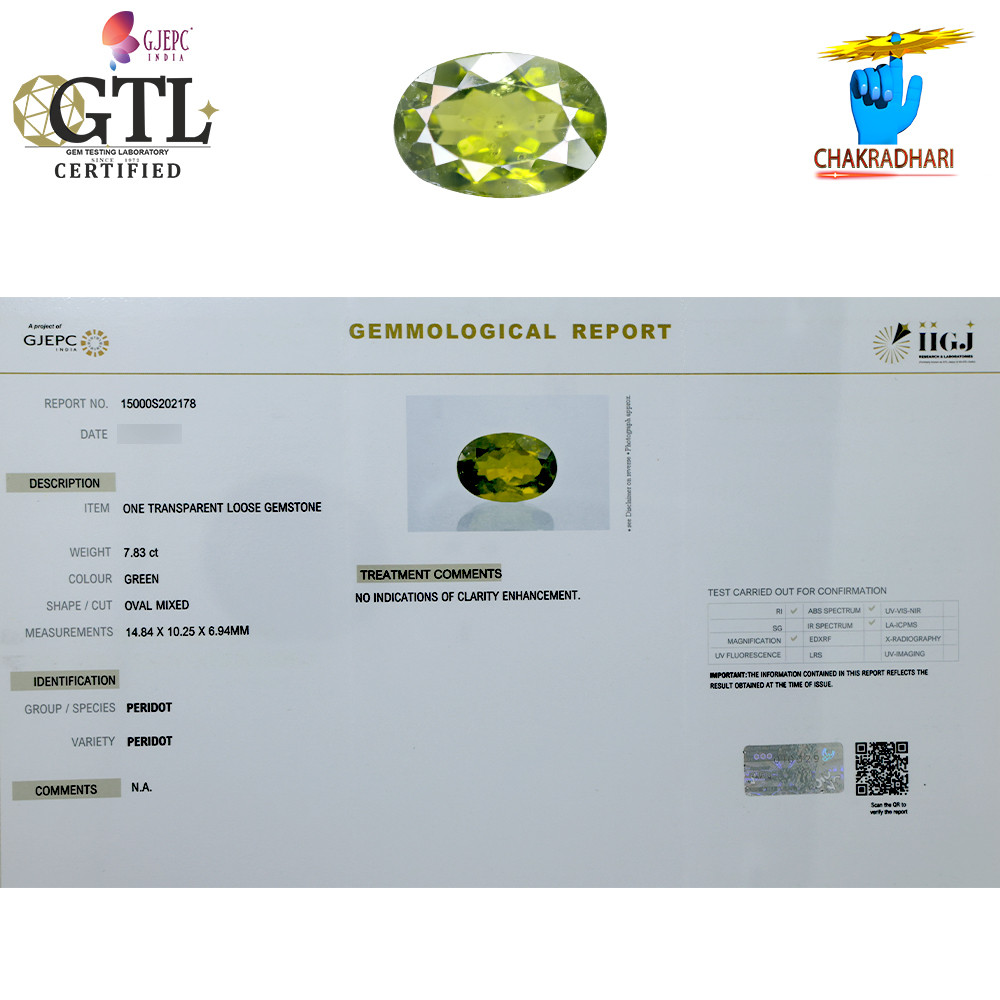 783 Carats Peridot Gemstone With Ring Or Pendant -  