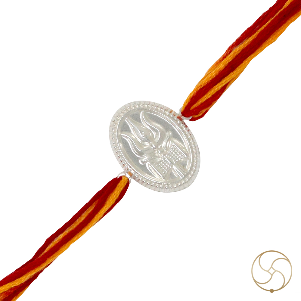 999 Silver Trishool Rakhi -   