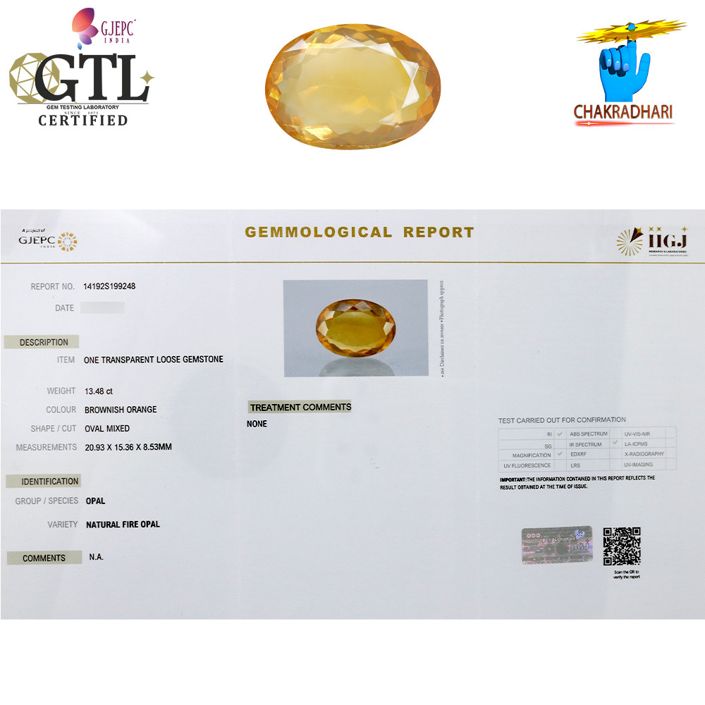 1348 Carat Fire Opal Gemstone With Silver Ring And Pendant -   