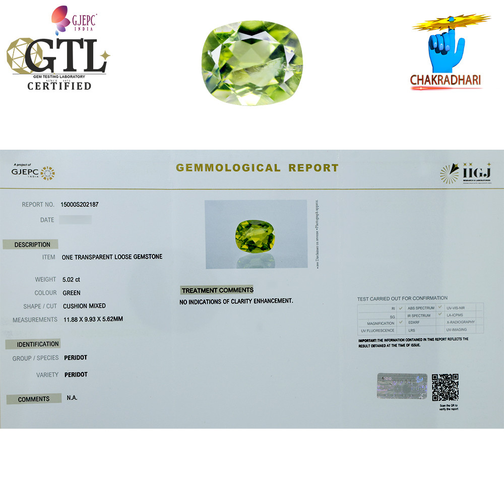 502 Carats Peridot Gemstone With Ring Or Pendant -  
