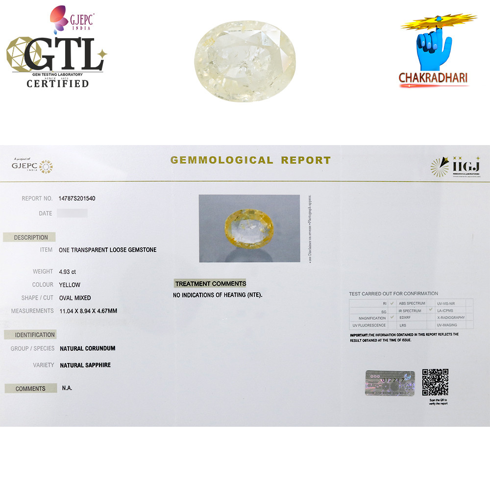 493 Carats Yellow Sapphire Gemstone With Ring Or Pendant -   