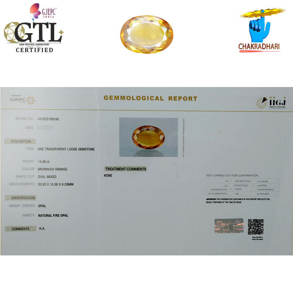 1348 Carat Fire Opal Gemstone With Silver Ring And Pendant -  