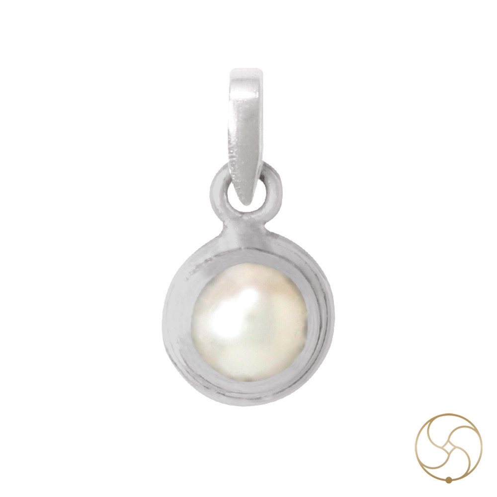 996  Silver Full Moon Pearl Pendant -     