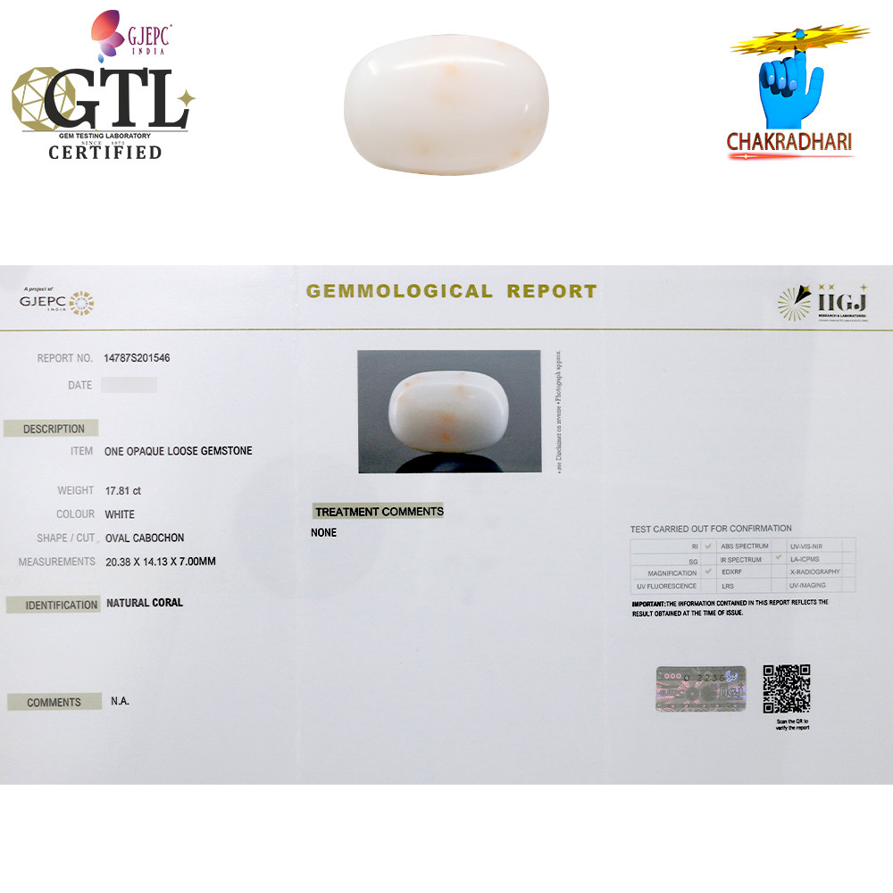 1781 Carats White Coral With Ring Or Pendant -   