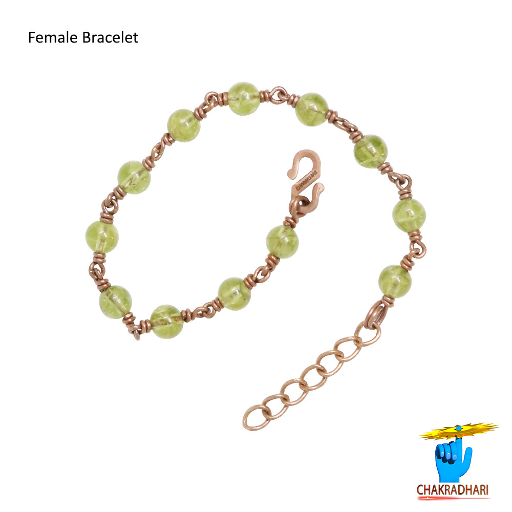 Pure Copper Peridot Bracelet For Female-